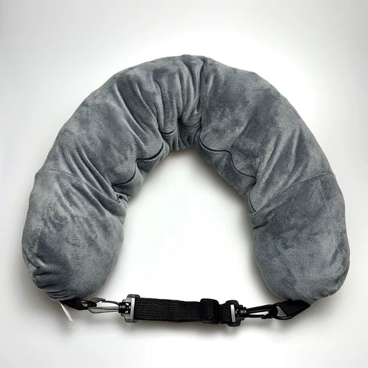 Travel Pillow with Storage Pouch, Adjustable Polyester Neck Support, Comfortable & Lightweight