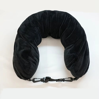 Travel Pillow with Storage Pouch, Adjustable Polyester Neck Support, Comfortable & Lightweight